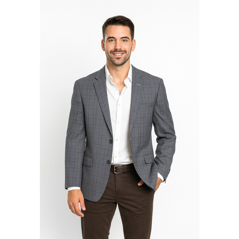 Ermenegildo Zegna Blazer 42R Men Z Zegna 100% Wool Plaid Sport Coat Gray Formal